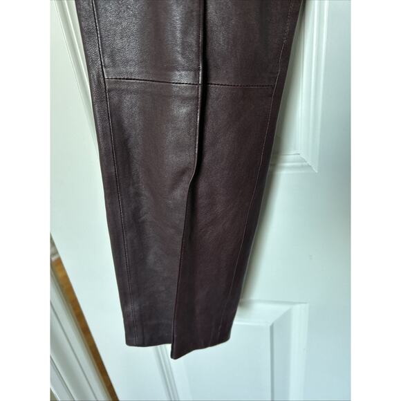 VINCE Burgundy Lamb Leather pant front seam sz 0 See measurements 29 X26 lined - Picture 4 of 16